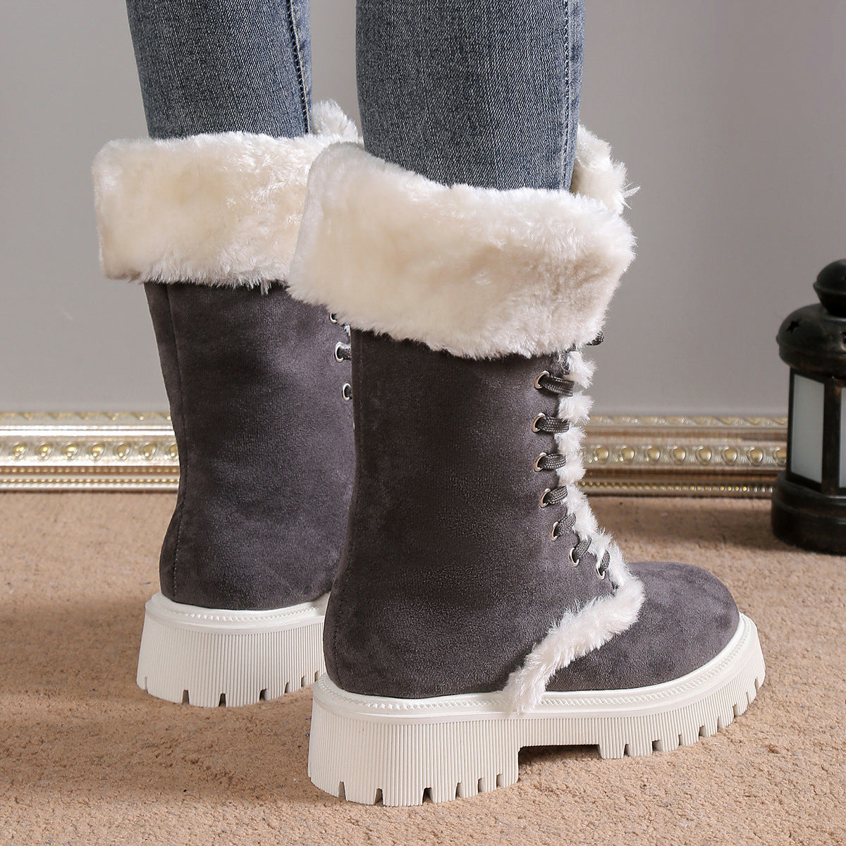 Women's Furry Warm Mid-Calf Snow Boots