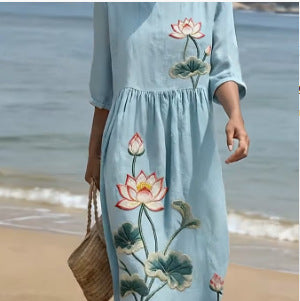 Women's Casual Printed Temperament Long Dress
