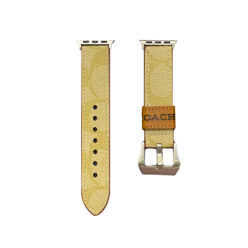 Correa de cuero Coach para Apple Watch marrón claro-YHK244221710