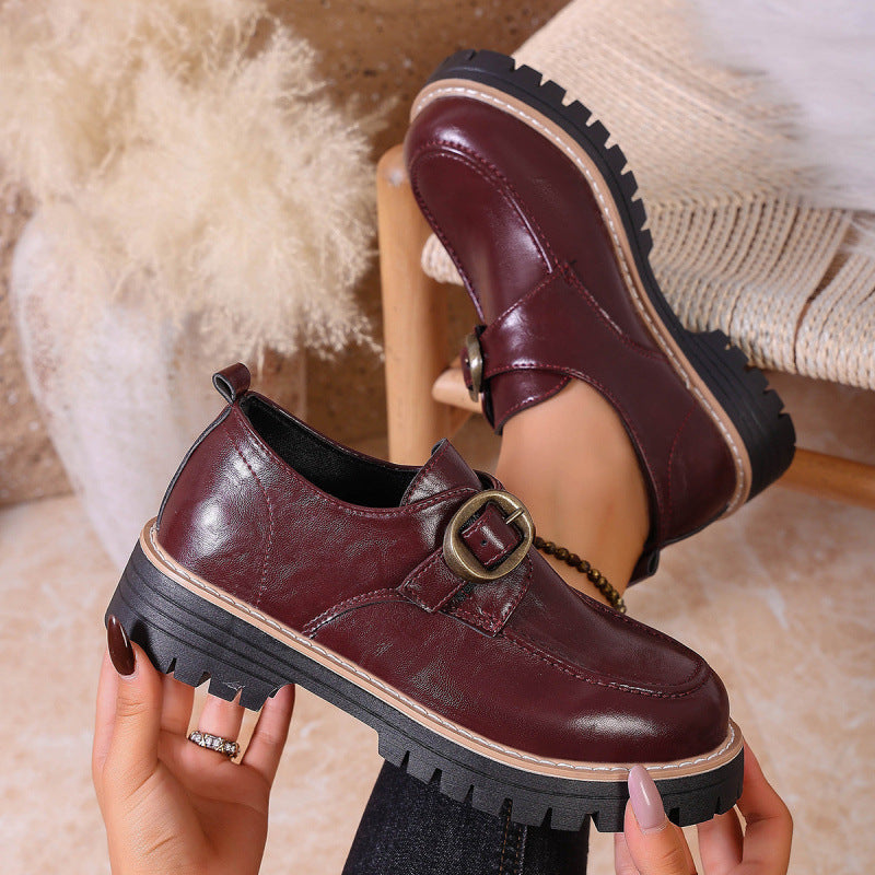 Women's Thick-Soled Buckle Loafers