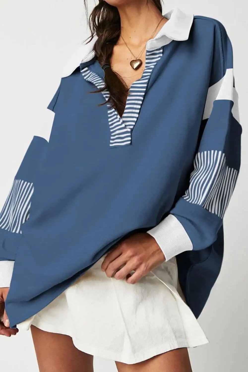 Sweatshirts & Hoodies Trendsi Collared long sleeve sweatshirt