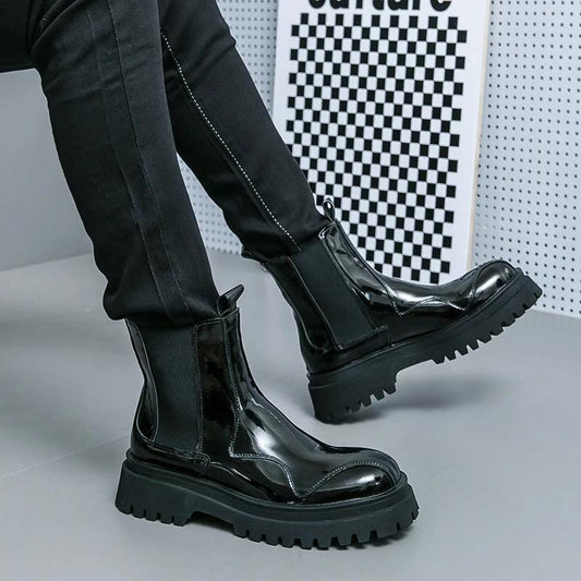 Men's Glossy Ankle Boots
