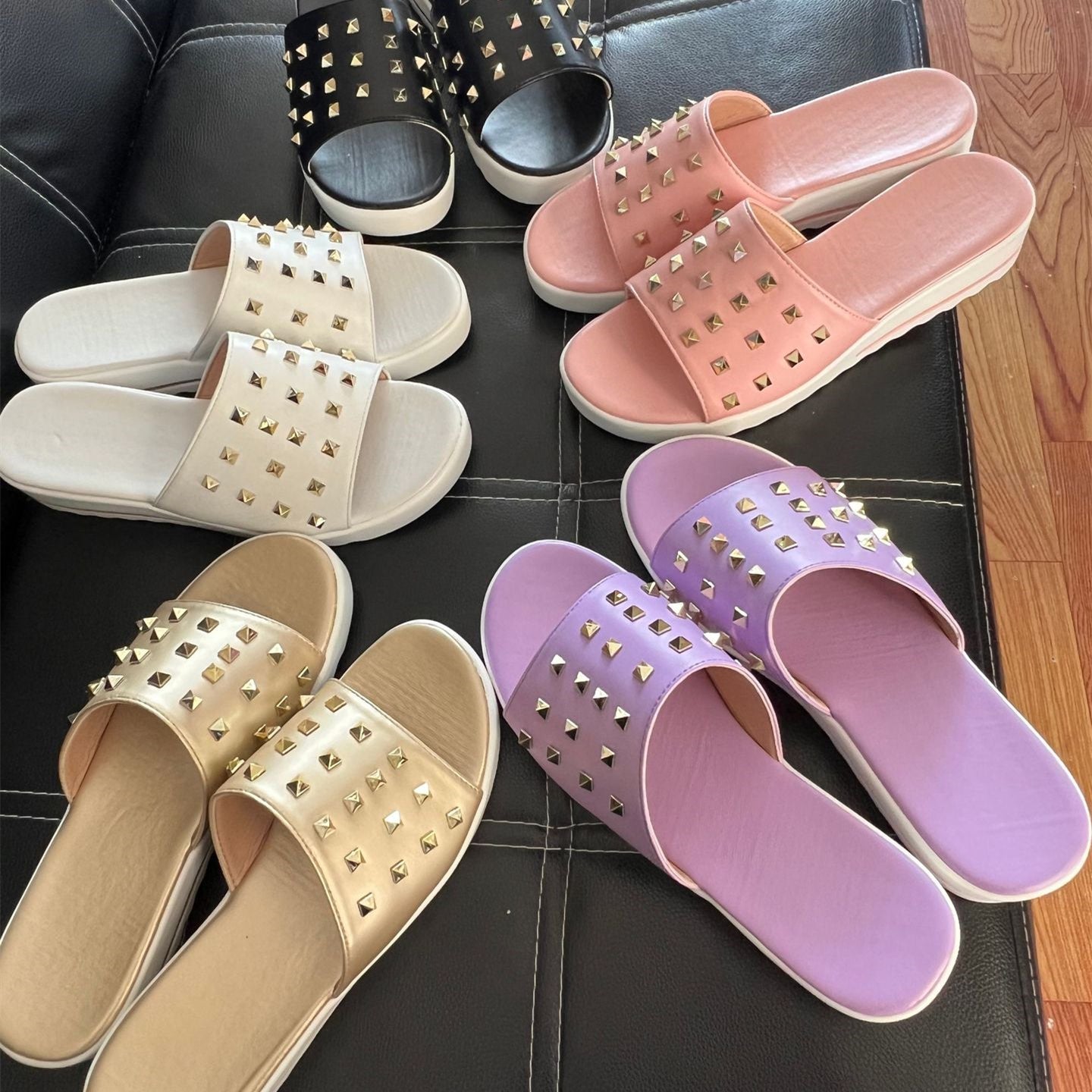 Women's Wedge Rivet Slippers