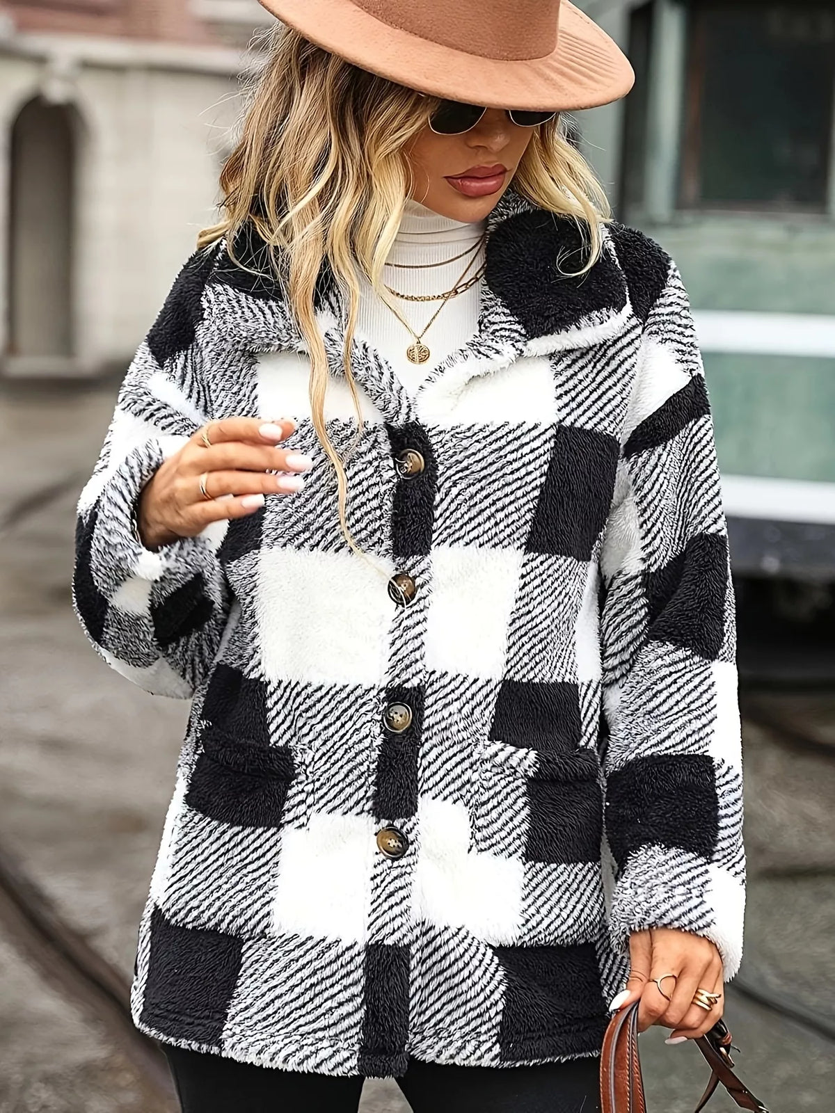 Plaid Sherpa Button-Down Outerwear