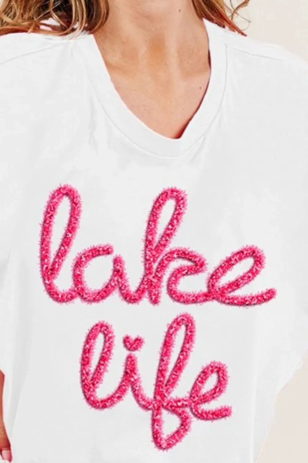 T-Shirt Casual Tee - Metallic Letter - Dolman Short Sleeve
