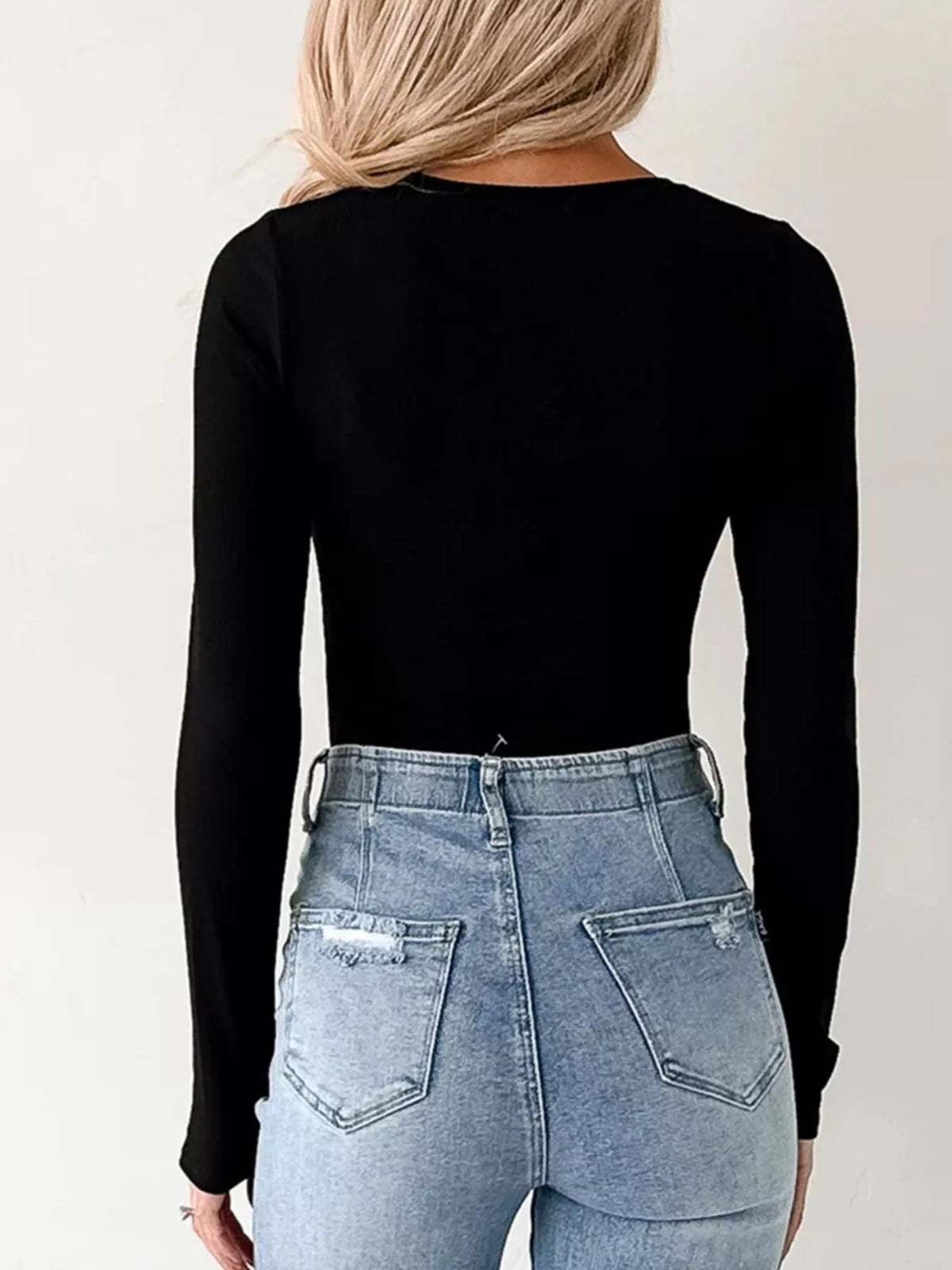 Ribbed Long Sleeve Fitted Bodysuit