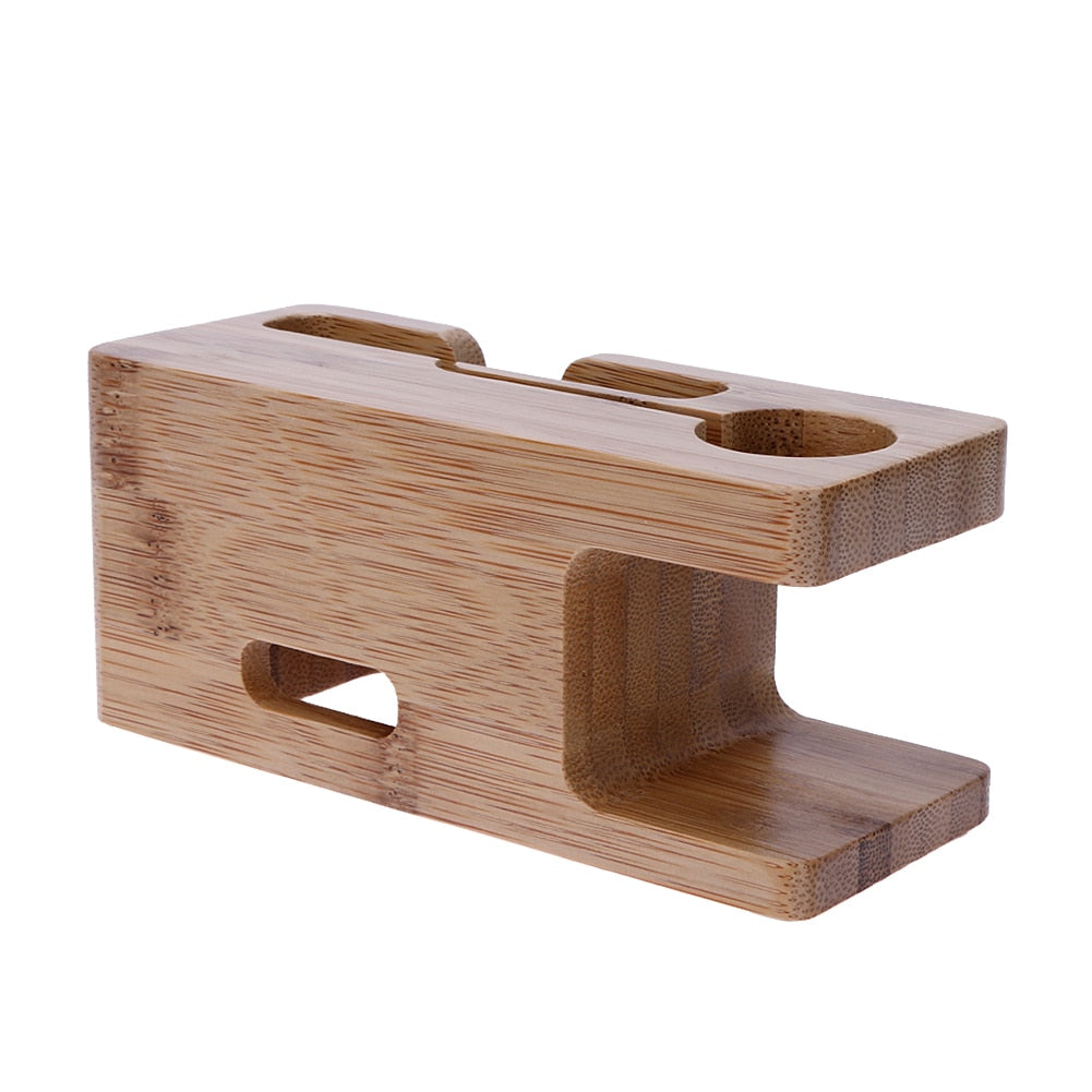 Alloet Wooden Charging Dock Station for Mobile Phone Holder Stand Bamboo Charger Stand Base For Apple Watch and For iphone