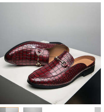 Men's Crocodile Texture Horsebit Mule Slippers