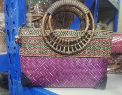 Women's Ethnic Style Bamboo Woven Handbag