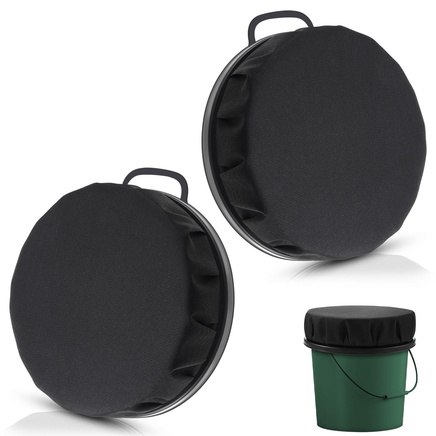Lewtemi 2 Pcs 5 Gallon Bucket Seat Bucket Swivel Lid Cushion 360 Degree Swivel Bucket Seat Cushion Bucket Seat Lid with Waterproof Cover for Dove Duck Hunting Fishing Camping(3.54 Inch ThickBlack)