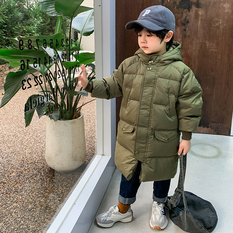 Mid-length Over-the-knee Children's Down Jacket