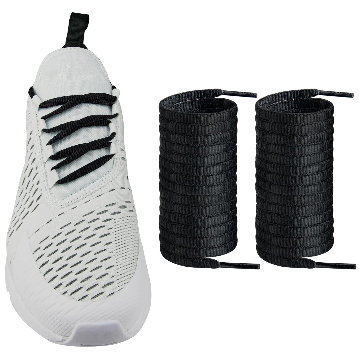 Endoto Oval Shoelaces for Nike Air Max 270 Running Replacement Shoes Laces Strings(Color:BlackSize:54Inch)