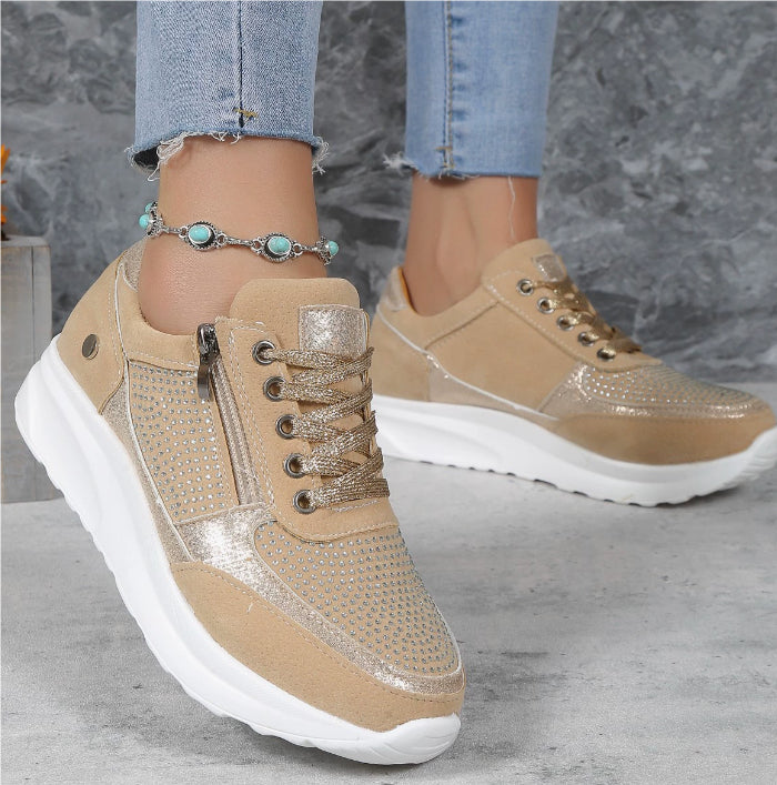 Women's Rhinestone Embellished Lug Sole Sneakers