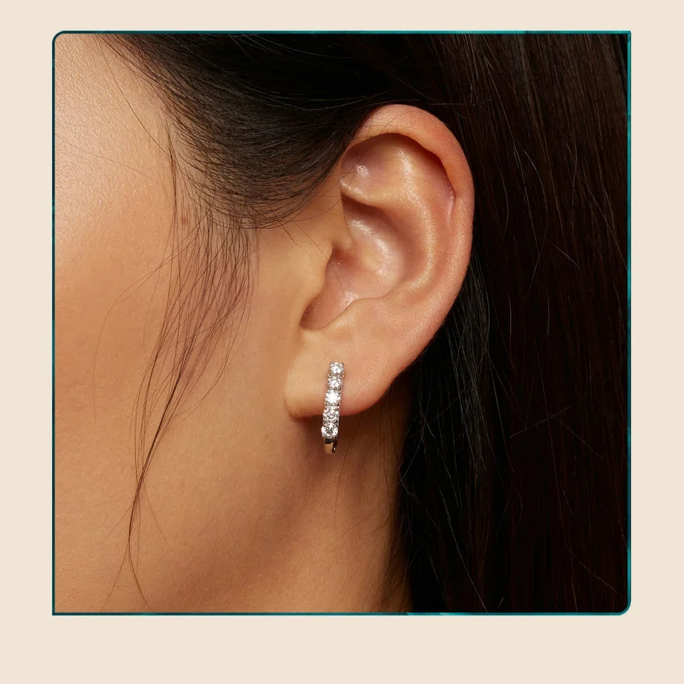 1.0CT Moissanite U-Shaped 925 Sterling Silver Hoop Earrings For Women Gift
