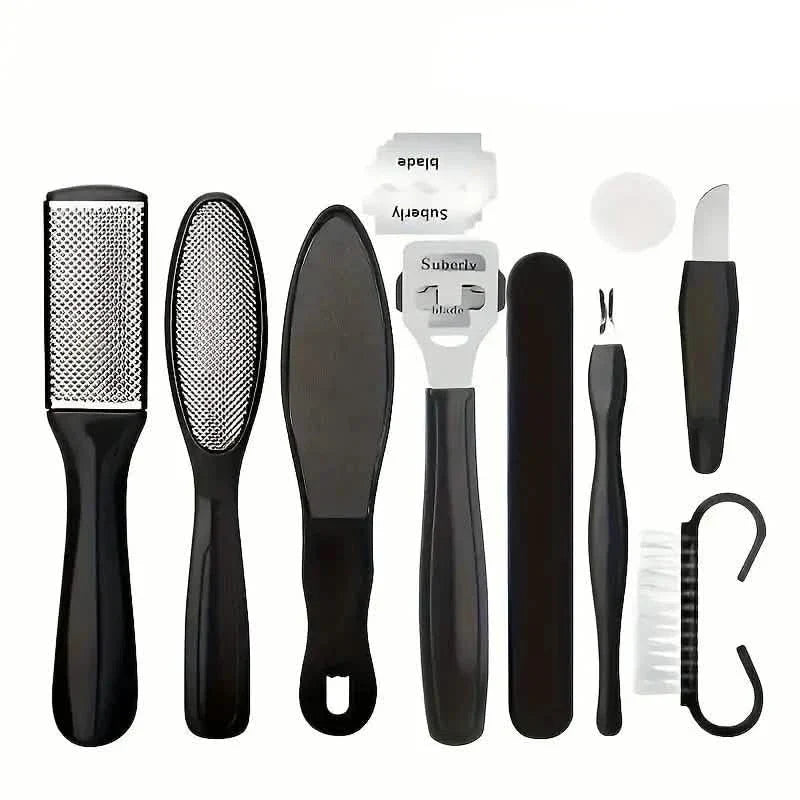 10-Piece Set: Stainless Steel Foot Care Kit - Portable Pedicure & Manicure Set