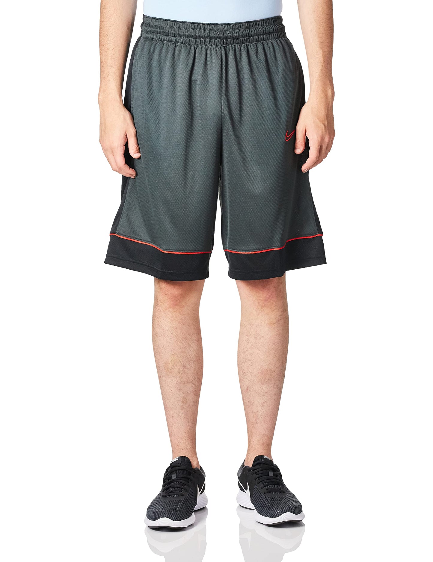 Nike Mens Fastbreak Basketball 11 in Shorts Dk Smoke Grey/Black/University Red Medium