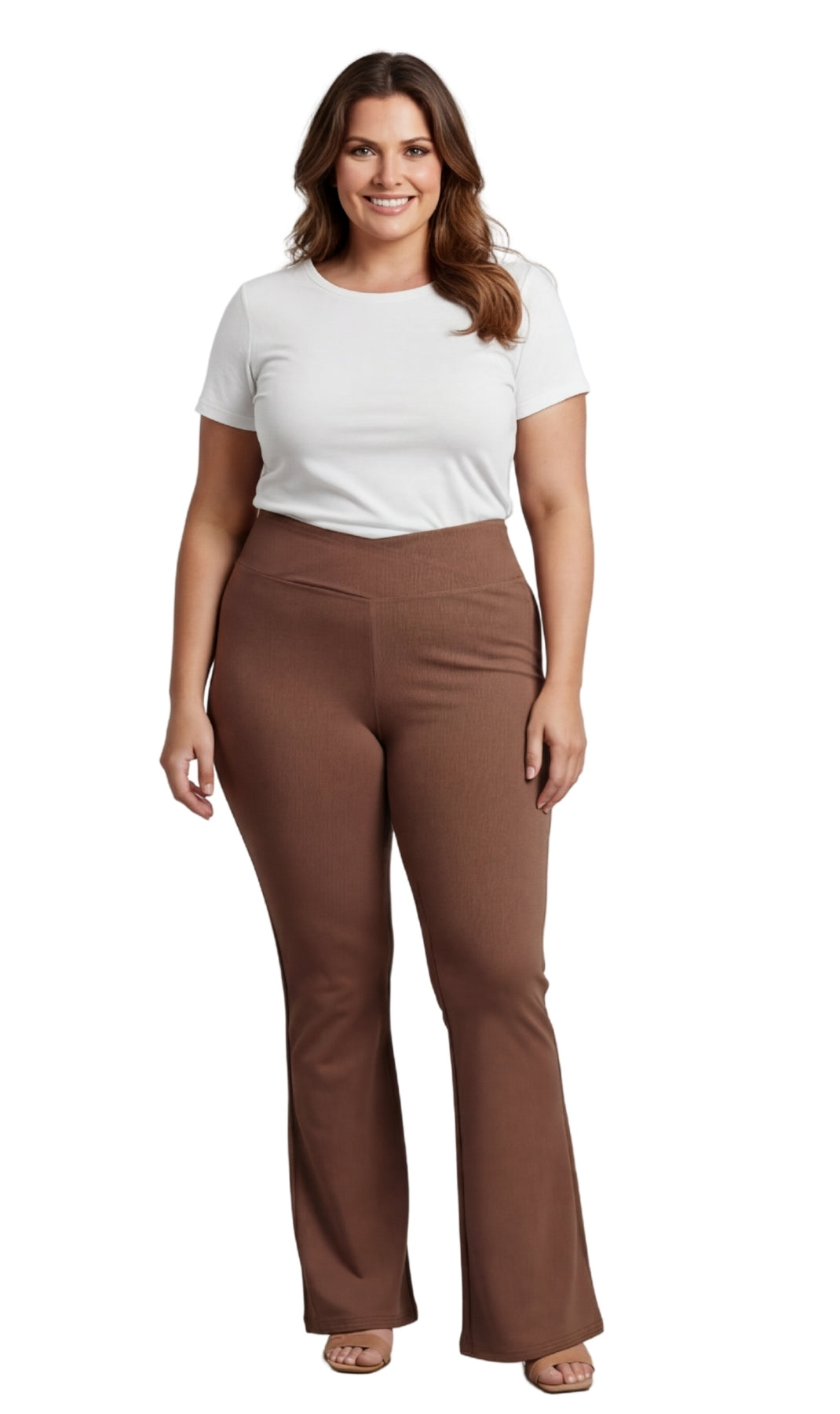 Leggings acampanados de algodón elástico para mujer con cintura cruzada