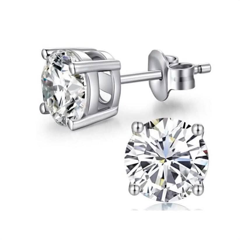 10K White Gold 1/2 Ct Round Created White Sapphire Stud Earrings