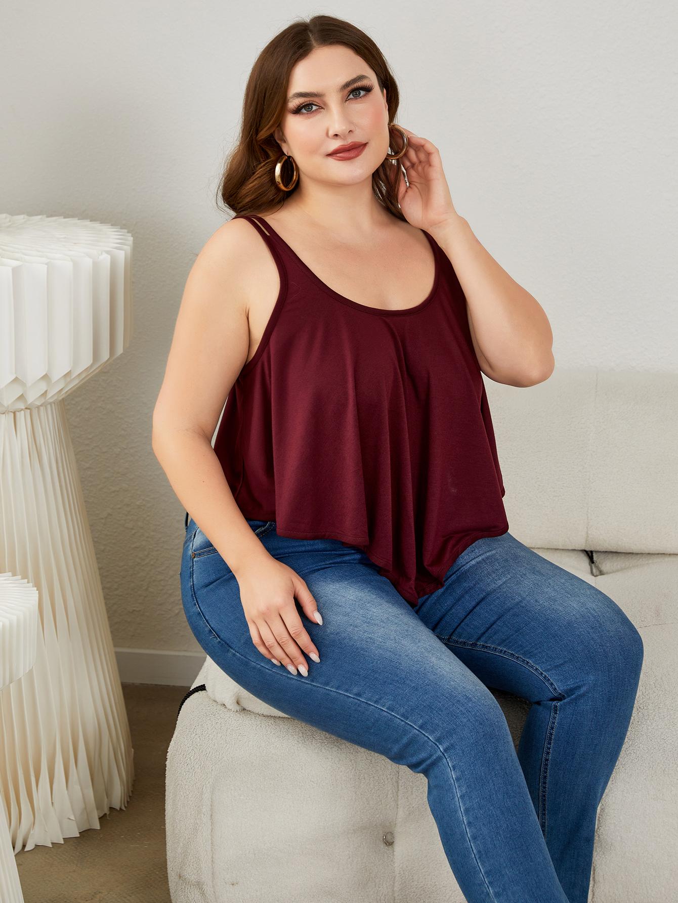 Camisola de tirantes dobles con cuello redondo para tallas grandes. Ver tabla de tallas en "más detalles"