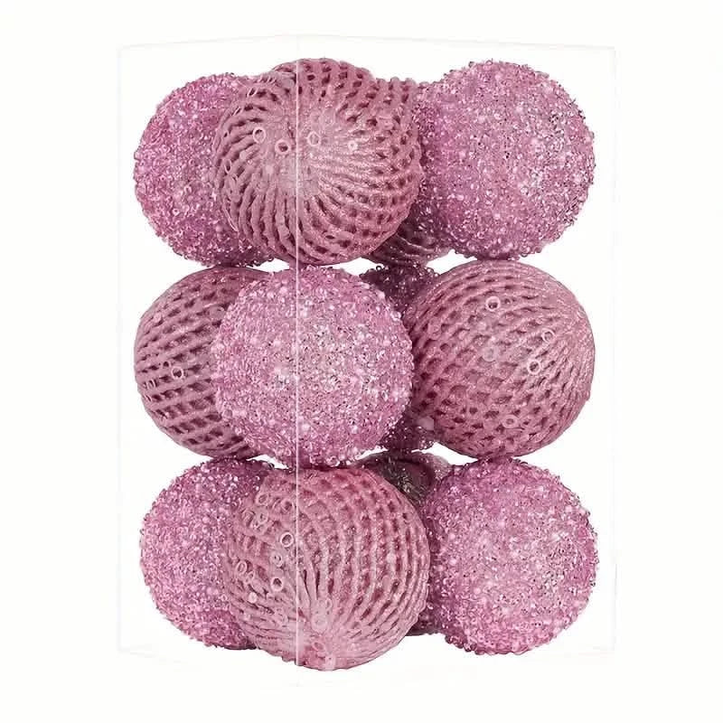 12-Piece Set: Large Sparkling Glittering Sequins Foam Ball Ornaments