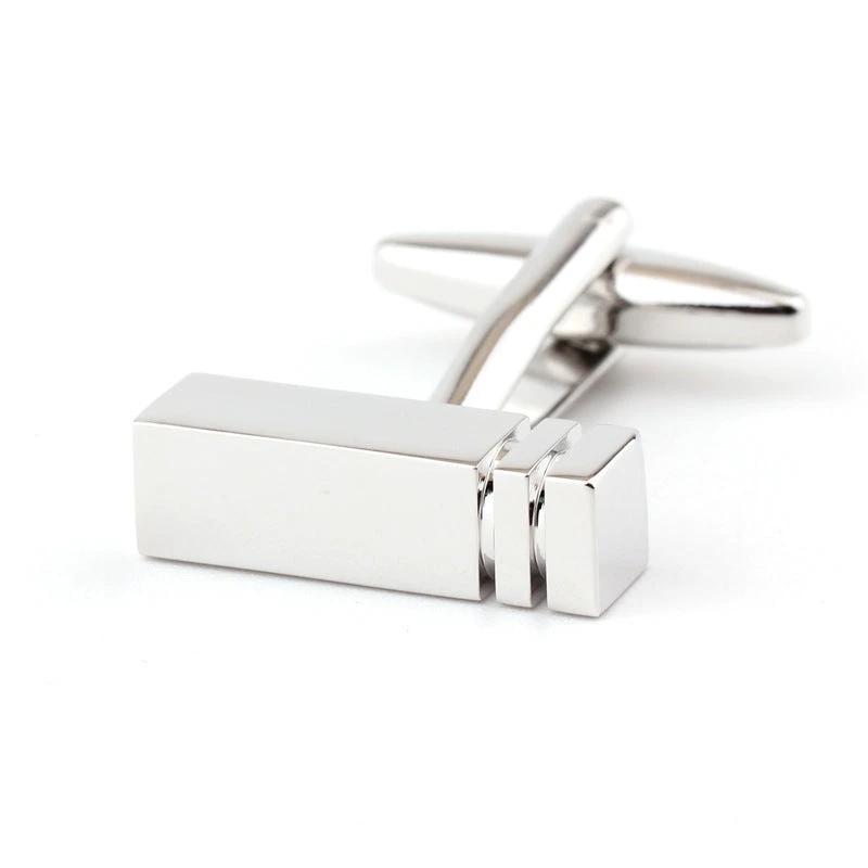 Men's Rectangular Glossy Metal Cufflinks