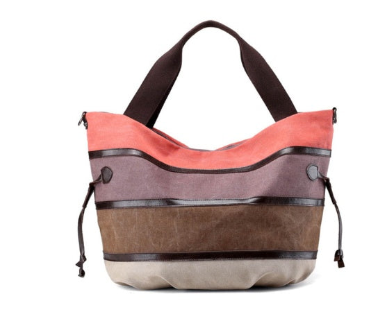 Women's Splicing Cross-Striped Handbag