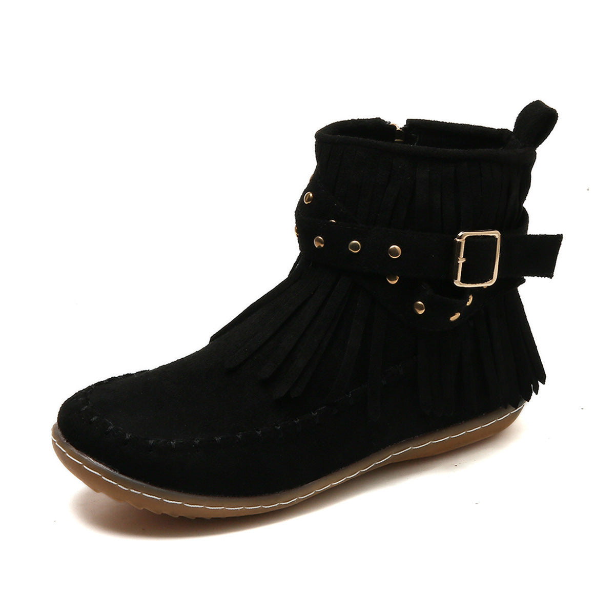 Rivet Flat Tassel Suede Martin Boots