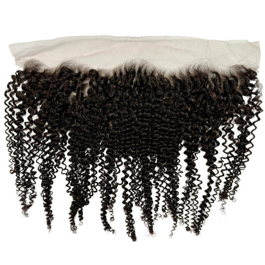 Frontal Jerry Curl de Cabello Humano con Encaje Transparente 13x4