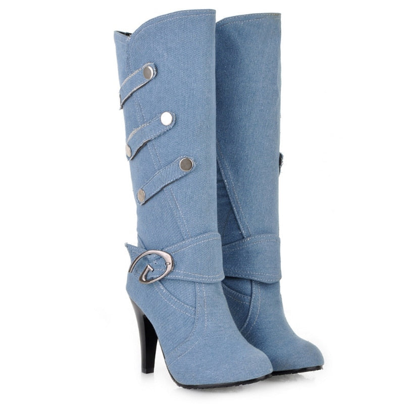 Women's Cloth Stiletto High-Heel Boots