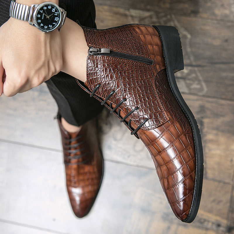 Men's Hundred Snakeskin Pattern Pointed-Toe Flats