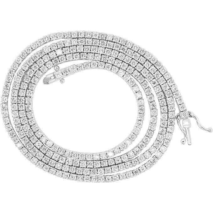 14k White Gold 4.20 Ct.T.W. Earth Mined Real Diamond Pretty Tennis Necklace 16"