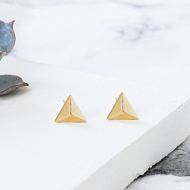 S925 Sterling Silver Geometric Triangle Earrings