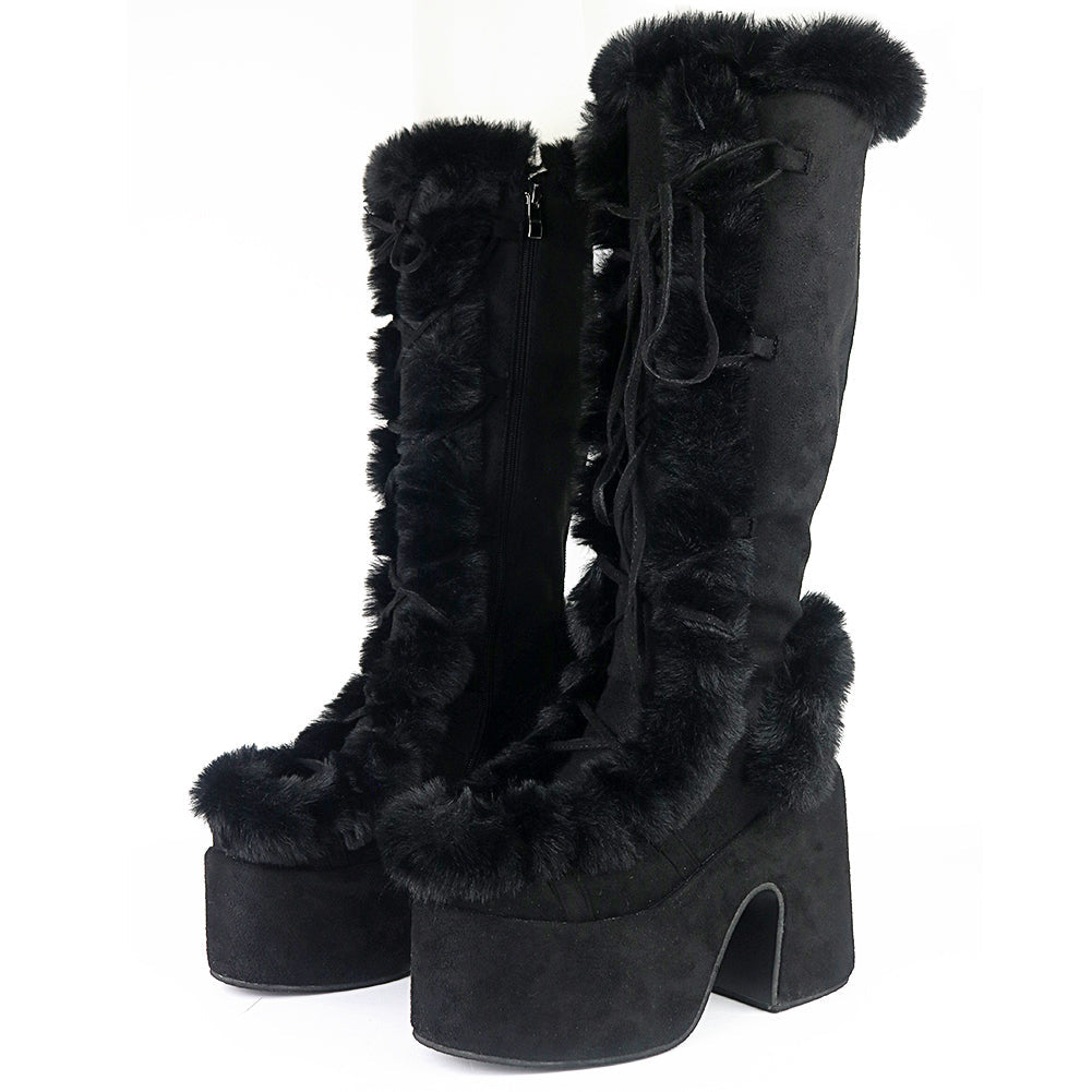 Women's Platform High-Heel Mid Tube Boots