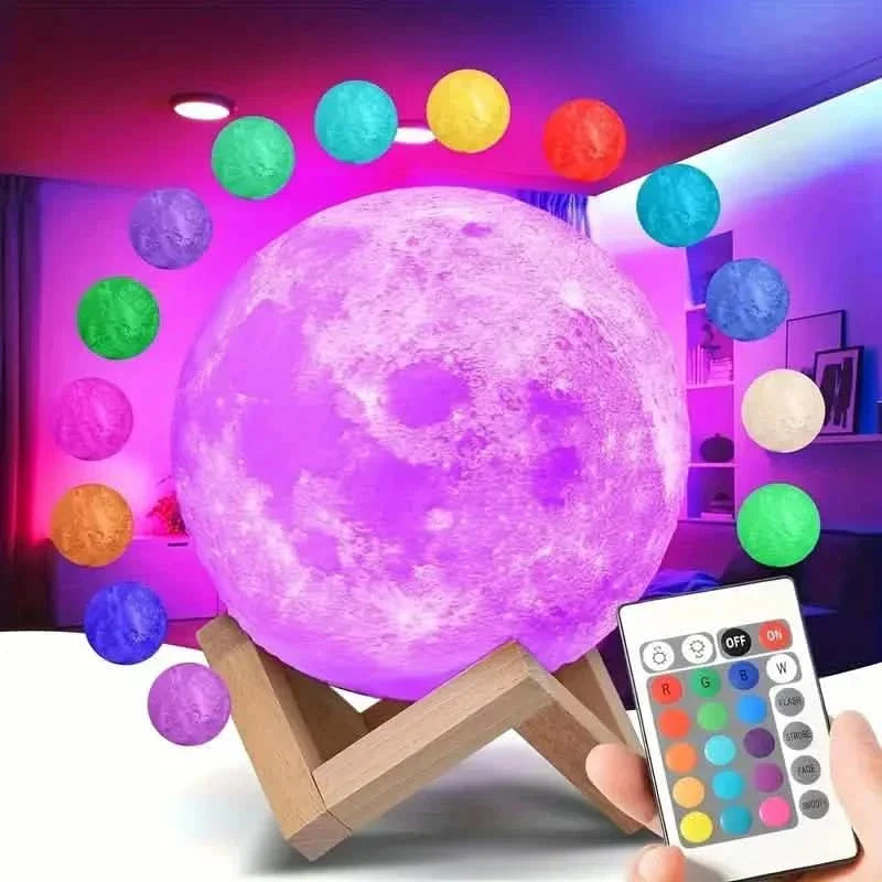 16 Colors Lunar Table Lamp with Remote Control, Creative Small Night Lamp