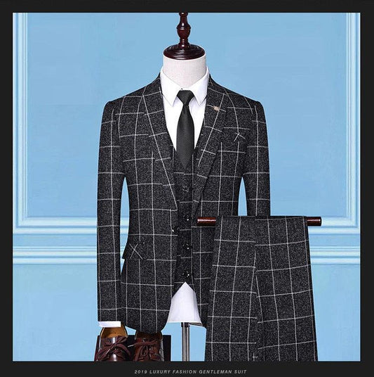 Men's Checkered Three-Piece Suit