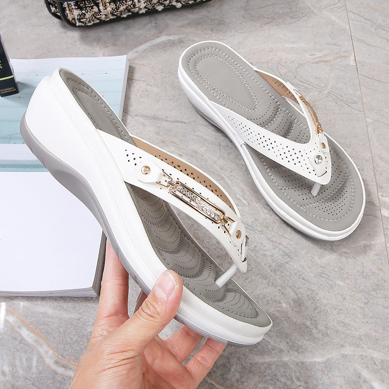 Women's Metal Buckle Wedge Sandals