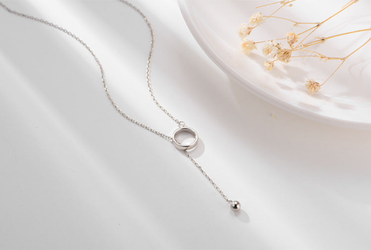 S925 Silver Circle Tassel Necklace