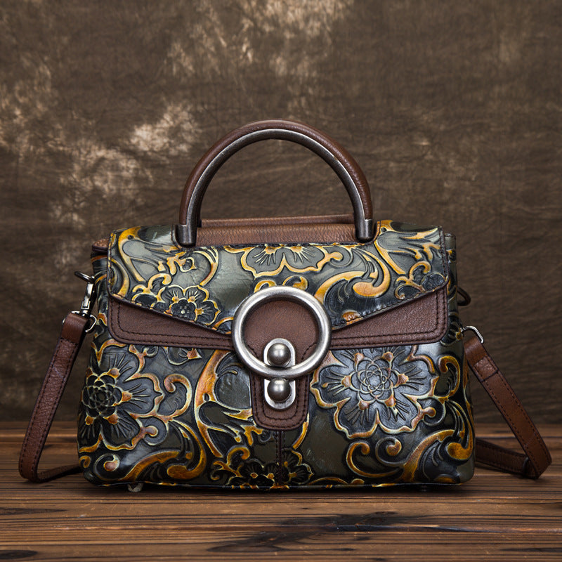 Women's Cowhide Retro Clan Style Shoulder Bag