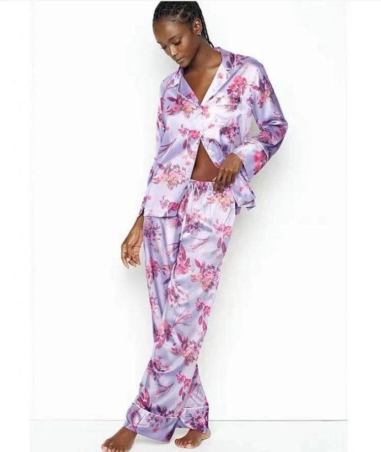Imitation Ice Silk Pajamas Women Spring And Autumn Long-sleeved Trousers