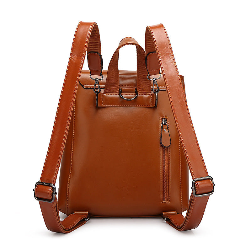 Women's Genuine Leather Messenger Backpack Messenger Bag