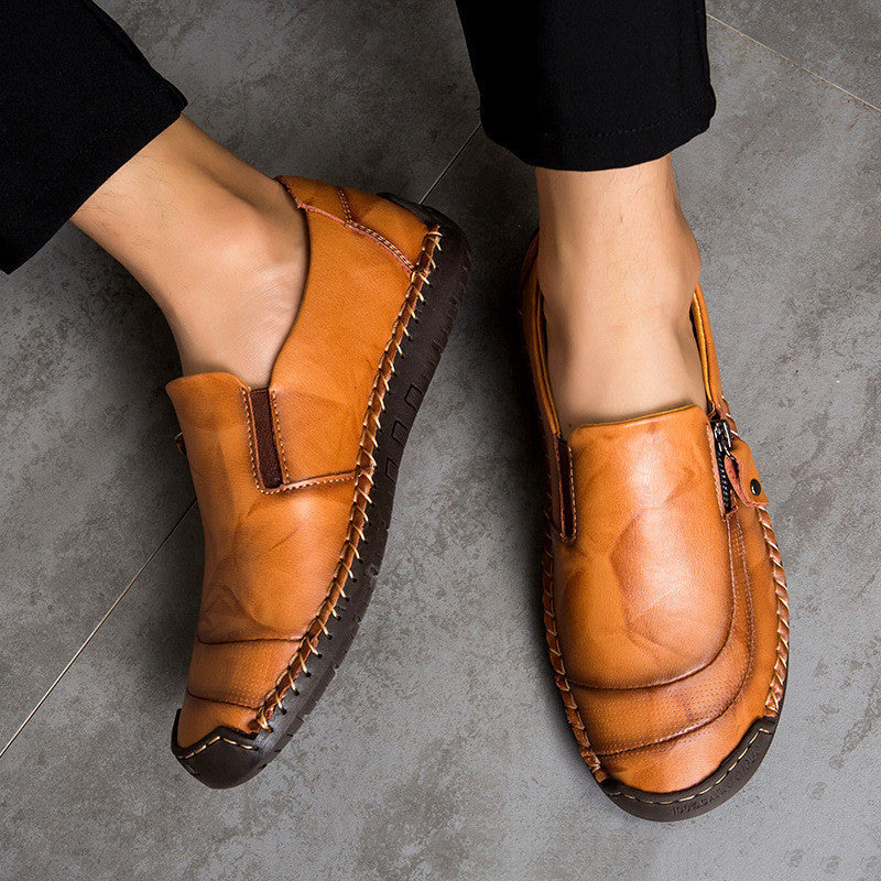 Men's Business Casual Zipper Flats