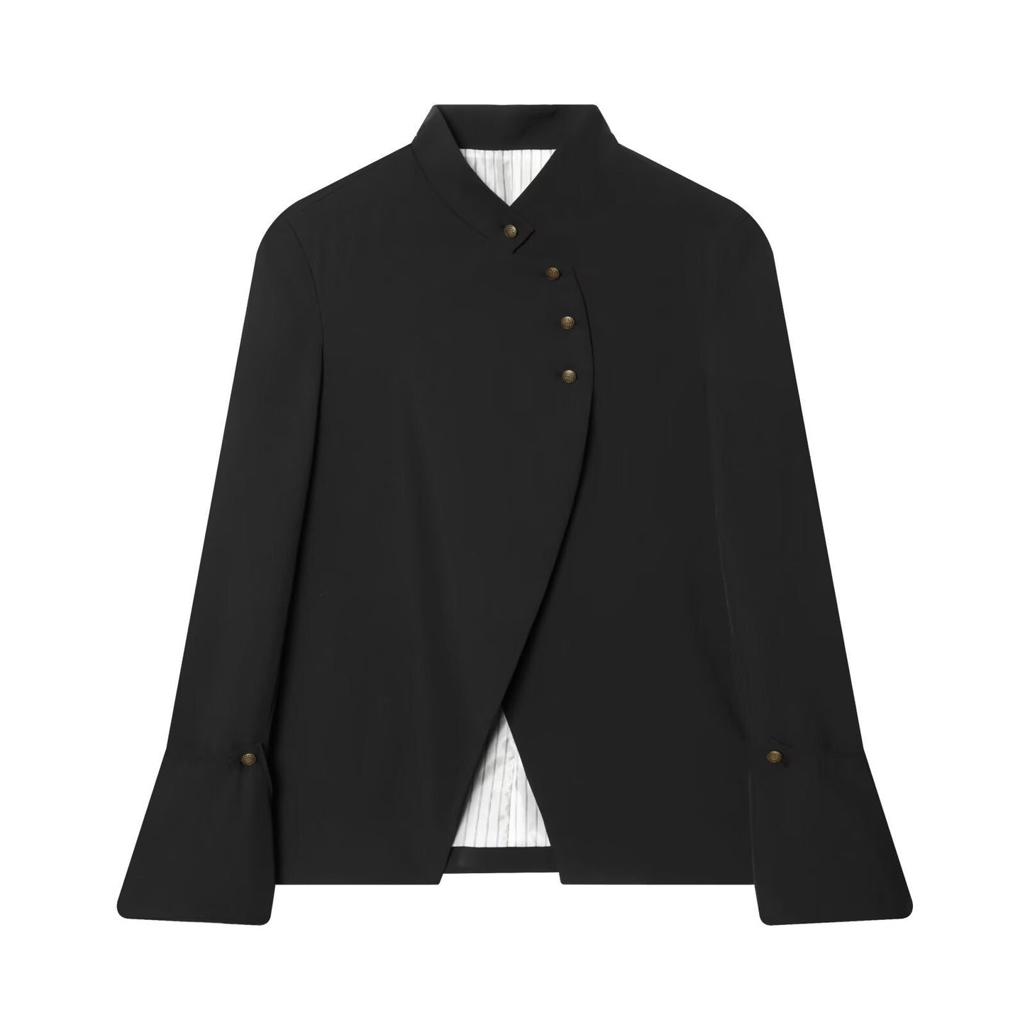 Fashionable And Versatile Tailored Blazer With A Mock Turtleneck And Layered Detailing