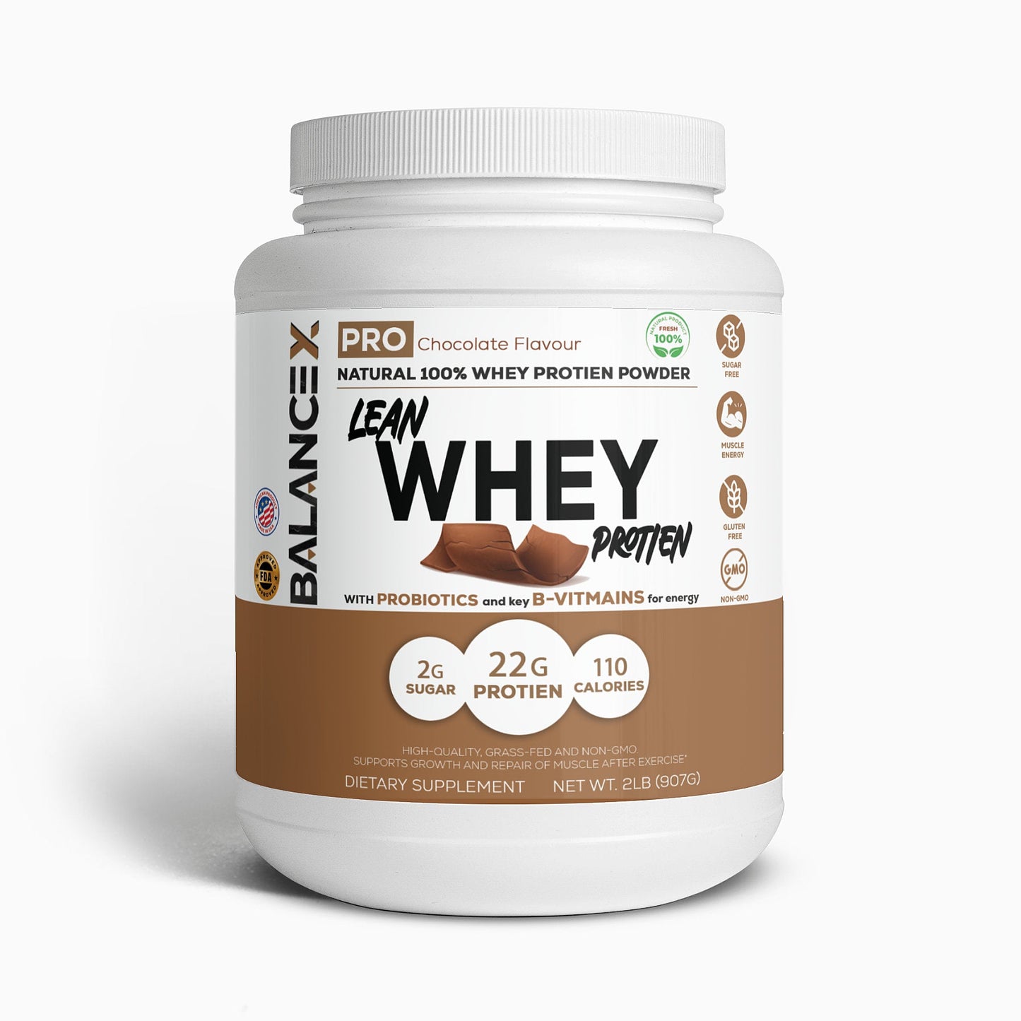 Natural Lean Whey Protein: Sculpt Your Strength (Chocolate) 2LBS - Clearance Sale