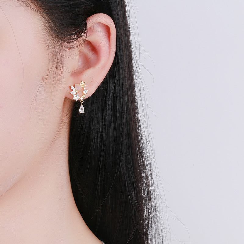 Ladies s925 silver wreath earrings