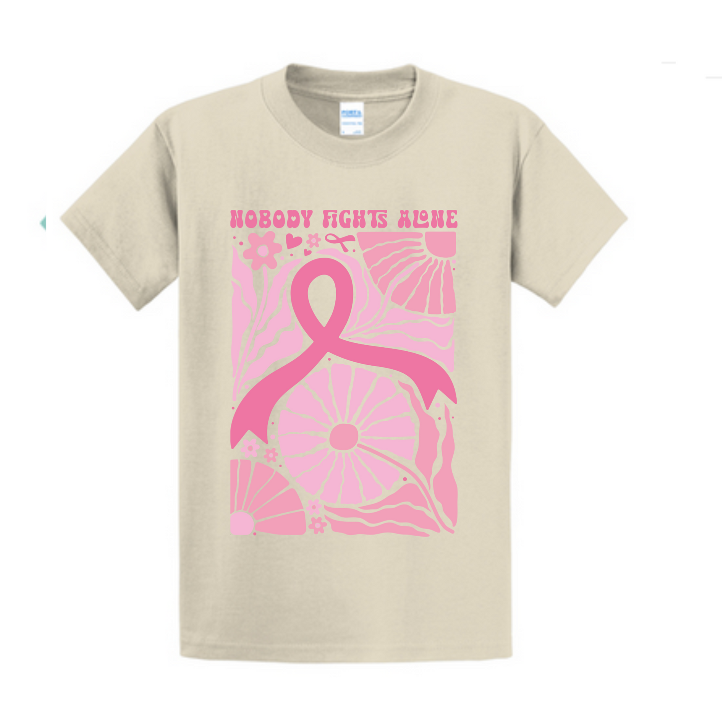 Nobody Fights Alone Breast Cancer Awareness Fundraiser Tshirt PC61 Port & Co™ Essential Tee PUBLIC