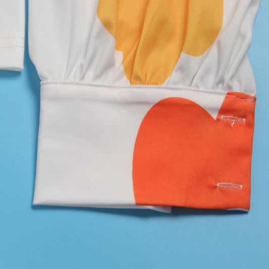 Traje de dos piezas de camisa estampada de color a la moda para mujer