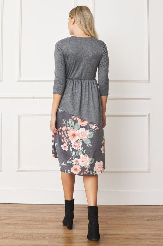 Asymmetrical Accent Midi Dress See size chart under “more details”