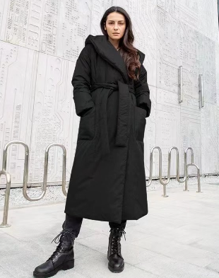 Hooded Long Cotton Padded Jacket for Women
