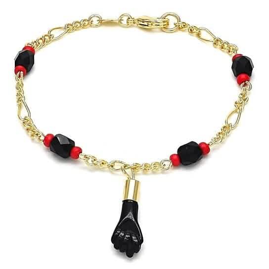 18k Gold Azabache Black Hand Figa Kabbalah 6"