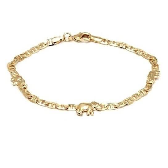 18k Gold Filled Mariner Link Elephant Bracelet 8''